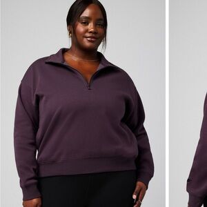 Fabletics Deep Plum Half-Zip Pullover Sweatshirt - Athleisure Streetwear